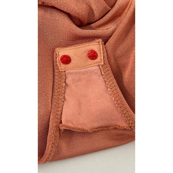 Intimately Free People Long Sleeve Turnt Bodysuit V Neck Size Large Ginger Spice - Picture 12 of 13